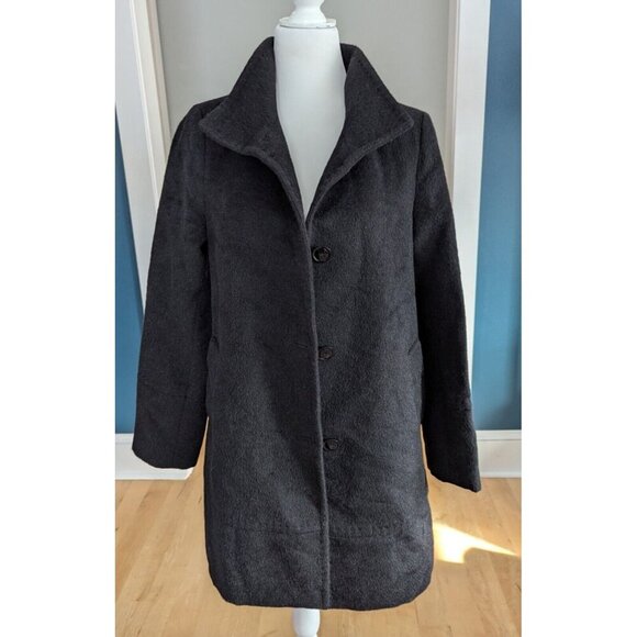 Andean Alpaka And Wool Women's Classic Black Overcoat Size 8 - Picture 3 of 16